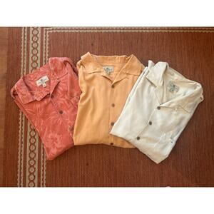 Island‎ Shores Lot of 3 Washable Silk Hawaiian Camp Shirts Size XXL